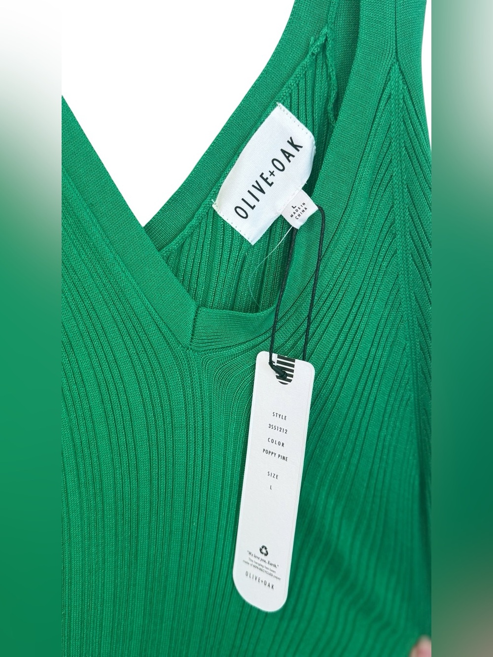 Olive + Oak V-Neck Ribbed Midi Sweater Dress L NWT - Picture 4 of 7